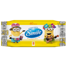 Вологі серветки Smile Minions з вітамінами 60 шт.