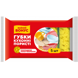 ФАЙНИЙ БОНУС Губки кухонні пористі, 5 шт/уп, арт. 15100840