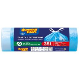 ФБ Пакет для сміття п/е з затяжкою Стандарт синій 35л/15шт, арт. 16403580