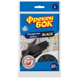 Фрекен БОК Перчатки латексные "BLACK" 10 шт., L, арт. 17107700
