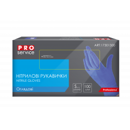 PRO Рукавички нітрилові оглядові нестерильні неприпудрені, світло-синій, 100шт/уп, S, арт. 17301303