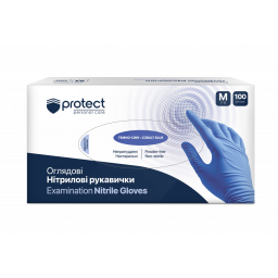 ProtectTM Рукавички огляд.нітрил.нестер.неприпудр., однораз.темно-синього кол, р.M,100шт/уп, арт. 17302010