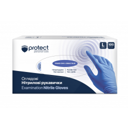 ProtectTM Рукавички огляд.нітрил.нестер.неприпудр., однораз.темно-синього кол, р.L,100шт/уп, арт. 17302020
