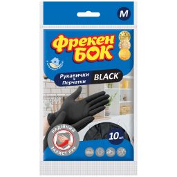 Фрекен БОК Рукавички латексні "BLACK" 10 шт., М