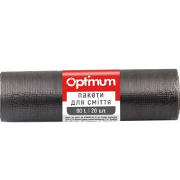 OPTIMUM Пакет для смiття п/е 60*70 чорний HD 60л/20 шт (60 шт/ящ), арт. 16118240