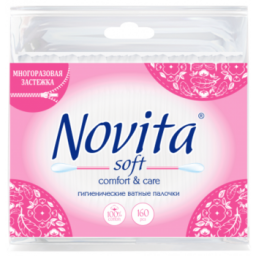 NOVITA Soft Палочки ватные в полиэтиленовом пакете 160 шт