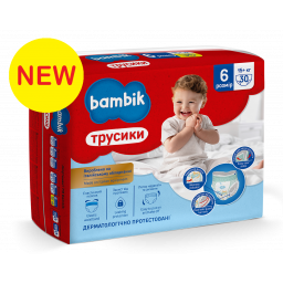 Bambik Подгузники-трусики детские одноразовые (6) 15+ кг, 30шт/уп, арт. 43404900