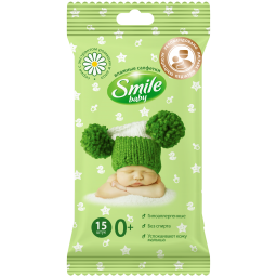 Детские влажные салфетки Smile baby с экстрактом ромашки и алое 15 шт.