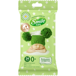 Дитячі вологі серветки Smile baby з екстрактом ромашки і алое 24 шт.