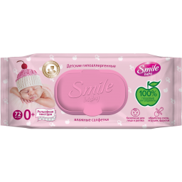 Вологі серветки Smile baby для новонароджених з харчовими інгредієнтами 72 шт.
