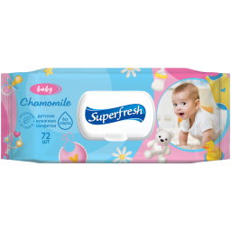 Влажные салфетки Superfresh для детей и мам с экстрактом ромашки 72 шт.