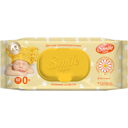Детские влажные салфетки Smile baby с экстрактом ромашки и алое 60 шт.