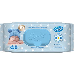 Дитячі вологі серветки Smile baby з екстрактом ромашки і алое 100 шт.
