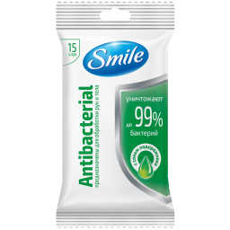 Влажные салфетки Smile Antibacterial с соком подорожника 15 шт.