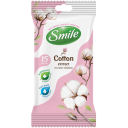 Влажные салфетки Smile Natural с экстрактом хлопка 15 шт.
