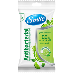 Влажные салфетки Smile Antibacterial с витаминами 15 шт.