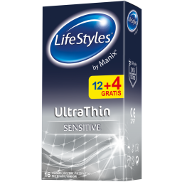 Латексні презервативи ULTRATHIN, LifeStyles 12+4 шт.