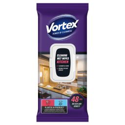 ТМ Vortex Серветки господарчі вологі для кухні з клапаном, 48 шт, арт. 42400703