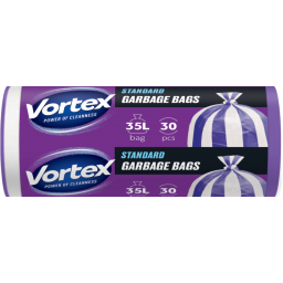VORTEX Пакети для сміття HDРЕ 50х60 фіолетово-білі 35л/30шт, арт. 16119005