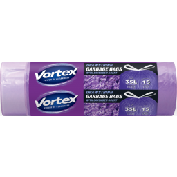VORTEX Пакети для сміття з затяжкою HDРЕ 50х60 фіолетові 35л/15шт з ароматом лаванди, арт. 16119991