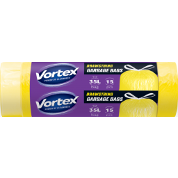 VORTEX Пакети для сміття з затяжкою HDРЕ 50х60 жовті 35л/15шт, арт. 16119827