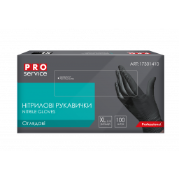 PRO Рукавички нітрилові оглядові нестерильні неприпудрені, чорні, 100шт/уп, XL, арт. 17301410