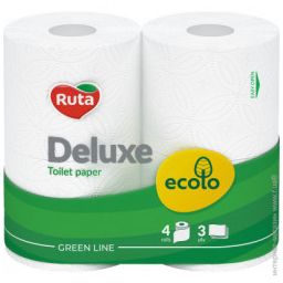 Папір туалетний "Ecolo" Deluxe 4 рул 3ш білий (14шт/ящ), арт. 58768992