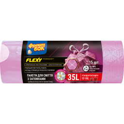 ФБ Пакет для смiття п/е з затяжкою LD Flexy Aroma 51х53см, рожевий з ароматом 35л/15шт, арт. 16401926