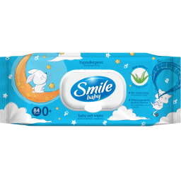 SMILE Baby Серветка волога"Екстракт алое" New sticker педіатри 84шт з клапаном (12шт/ящ)