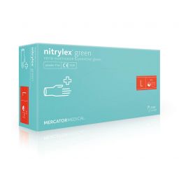 Рукавички нітрилові оглядові неприпудрені нестерильні Nitrylex® Green, 100 шт/уп, р. L, арт. 17203201