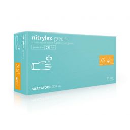 Рукавички нітрилові оглядові неприпудрені нестерильні Nitrylex® Green, 100 шт/уп, р. XS. арт. 17202701