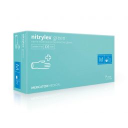 Рукавички нітрилові оглядові неприпудрені нестерильні Nitrylex® Green, 100 шт/уп, р. M, арт. 17202901