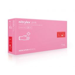 Рукавички нітрилові оглядові неприпудрені нестерильні Nitrylex® Pink, 100 шт/уп, р. L, арт. 17203001