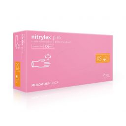 Рукавички нітрилові оглядові неприпудрені нестерильні Nitrylex® Pink, 100 шт/уп, р. XS, арт. 17202401