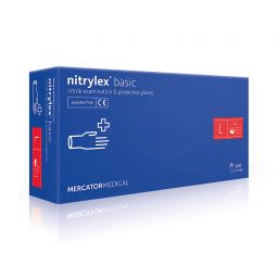 NITRYLEX BASIC рукавички нітрилові оглядові нестерильні неприпудрені, сині, 100шт/уп, L, арт. 17203902