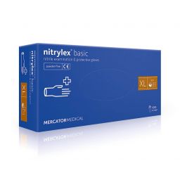 NITRYLEX BASIC рукавички нітрилові оглядові нестерильні неприпудрені, сині,100шт/уп, XL, арт. 17204002