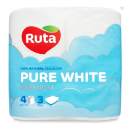 Папір туалетний "Ruta" Pure White 4рул 3ш білий (14шт/ящ), арт. 58768987