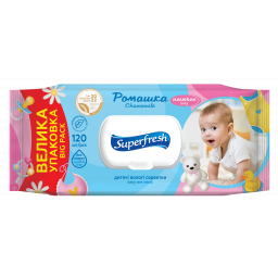 Влажные салфетки Superfresh для детей и мам с экстрактом ромашки 120 шт., арт. 42105632