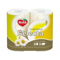 Папір туалетний "Ruta Selecta" 4рул 3ш білий ромашка (14шт/ящ), арт. 58768979